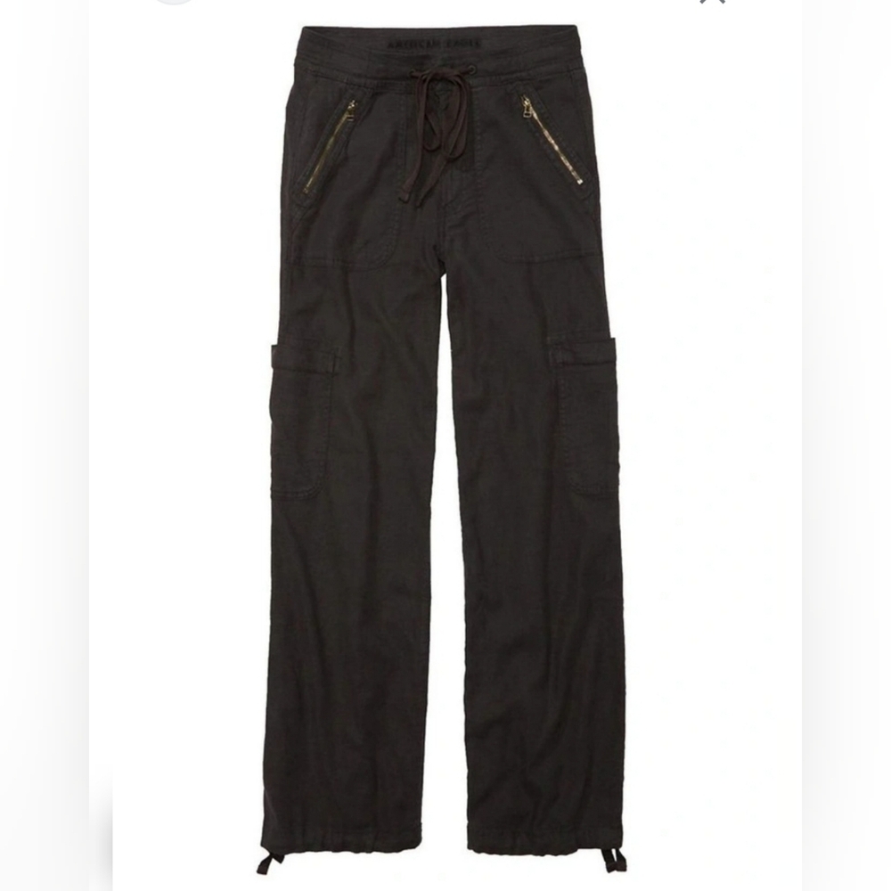 American Eagle Dreamy Drape Wide-Leg Pants Size 16 Charcoal | High-Rise